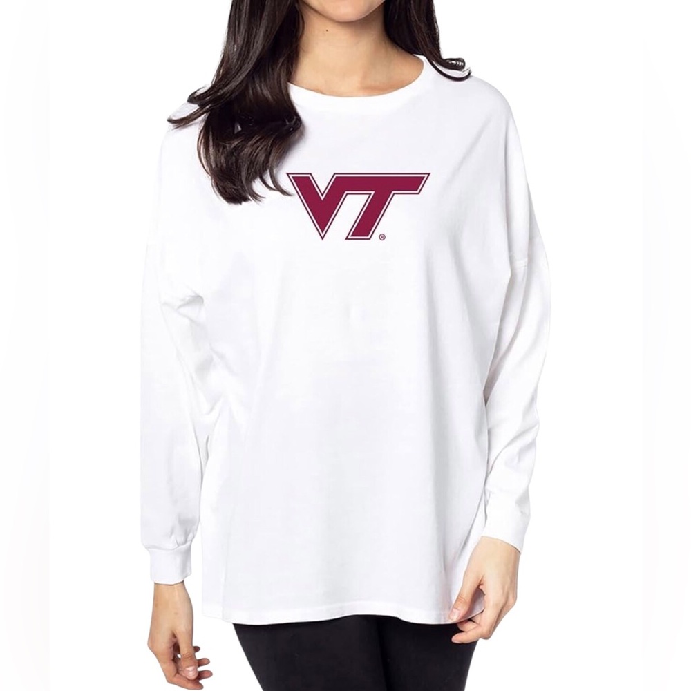 White Long Sleeve Tee with VT Logo